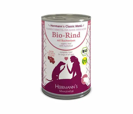 Herrmanns BIO Nassfutter für Hunde Rind mit Buchweizen