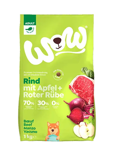 WOW HUNDE TROCKENFUTTER ADULT RIND MIT APFEL