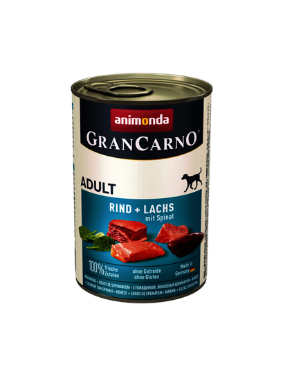 Animonda GranCarno Hunde Nassfutter Adult Rind+ Lachs mit Spinat