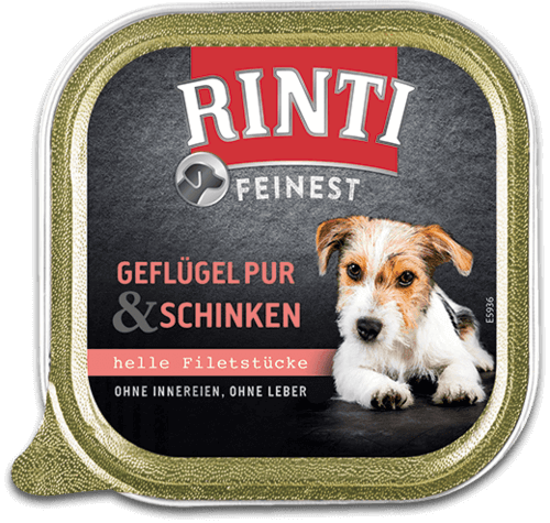 Rinti Feinest Nassfutter für Hunde Geflügel Pur + Schinken