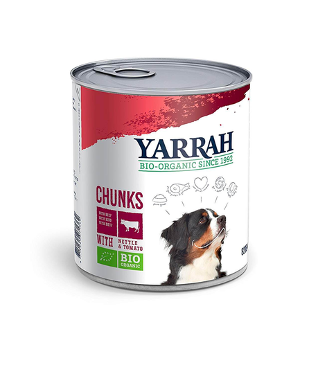 Yarrah Bio Hunde Nassfutter mit Bröckchen Rind Brennnessel und Tomate - 820g
