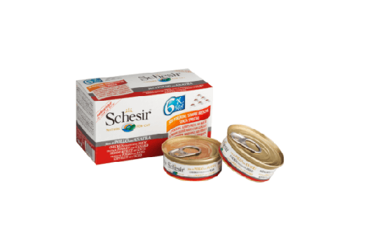 Schesir Nassfutter für Katzen Multipack Hühnerfilet mit Ente