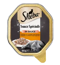 Sheba Nassfutter für Katzen Schale Sauce Spéciale - Frikassée mit Pute und Gemüse
