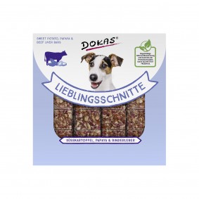 DOKAS Hundesnacks Lieblingsschnitte Papaya, Rinderleber 80g