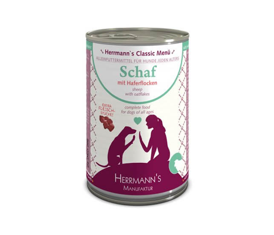 Herrmanns BIO Schaf mit Haferflocken Nassfutter für Hunde