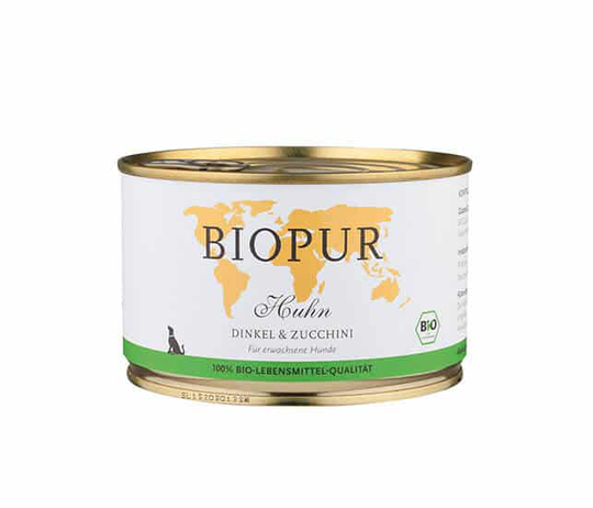 BIOPUR Nassfutter für Hunde Bio Huhn Dinkel & Zucchini