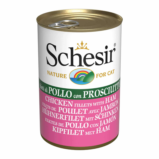 Schesir Nassfutter für Katzen Hühnerfilet mit Schinken