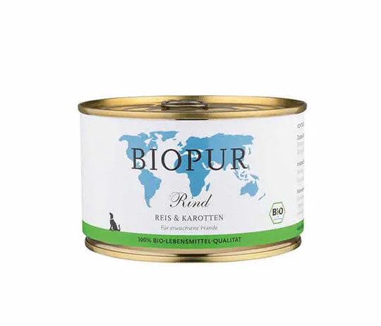 BIOPUR Rind, Reis & Karotten Nassfutter für Hunde - 200g