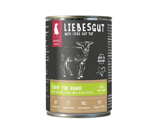 Liebesgut BIO-Schaf Nassfutter für Hunde mit Sellerie und Kartoffel - 400g