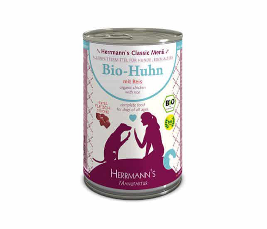 Herrmanns BIO Nassfutter für Hunde Huhn mit Reis