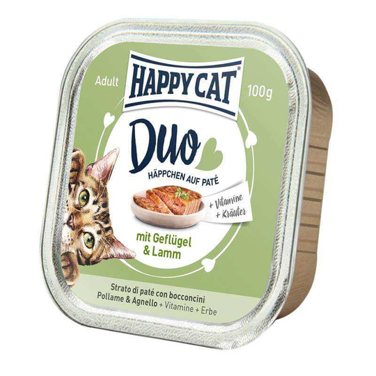 Happy Cat Nassfutter für Katzen Duo Geflügel+Lamm