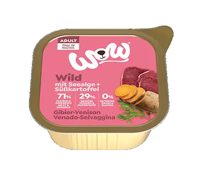 WOW Hunde Nassfutter ADULT WILD MIT SEEALGE