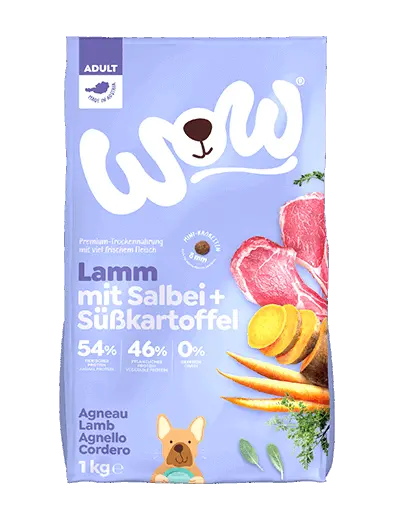 WOW HUNDE TROCKENFUTTER ADULT LAMM MIT SALBEI