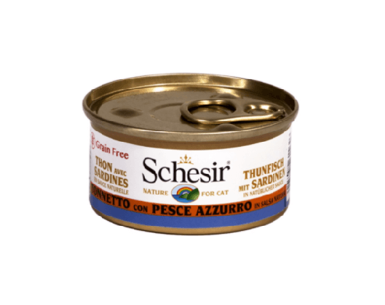 Schesir Nassfutter für Katzen Thunfisch mit Sardinen in natürlicher Sauce