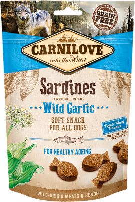 Carnilove Snacks für Hunde Semi-Moist Sardines enriched with Wild garlic