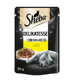 Sheba Nassfutter für Katzen Portionsbeutel Delikatesse mit Huhn in Gelee