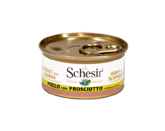 Schesir Nassfutter für Katzen Huhn mit Schinken