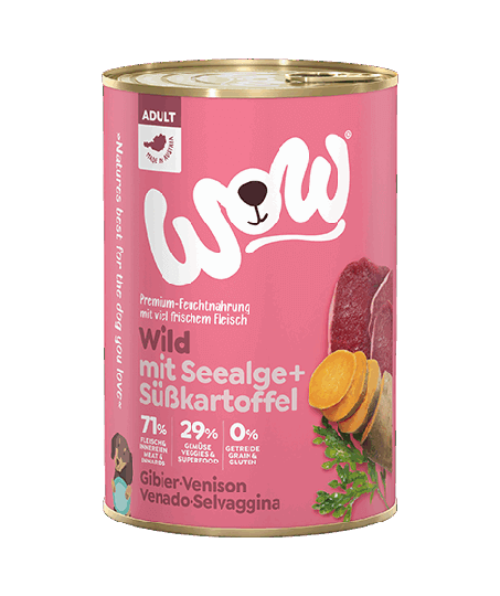 WOW Nassfutter für Hunde ADULT WILD MIT SEEALGE