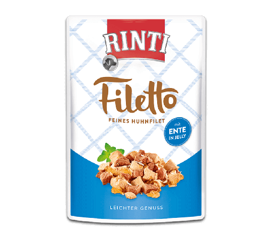 Rinti Filetto Nassfutter für Hunde Huhnfilet mit Ente