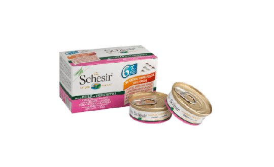 Schesir Nassfutter für Katzen Multipack Jelly Hühnerfilet mit Schinken