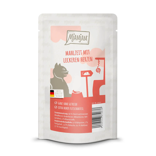 MjAMjAM Katzen Nassfutter Mahlzeit mit leckeren Herzen
