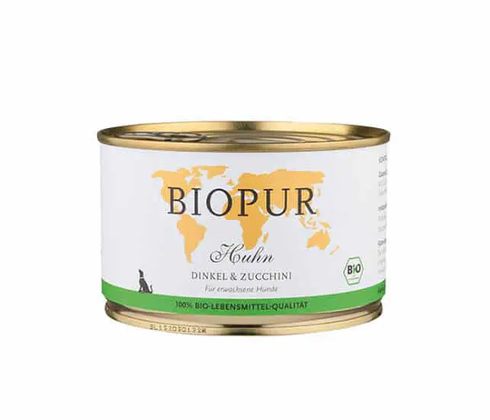 BIOPUR Bio mit hochwertigem Huhn, Dinkel & Zucchini für Hunde Biopur - 400g
