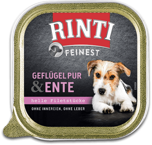 Rinti Feinest Nassfutter für Hunde Geflügel Pur + Ente