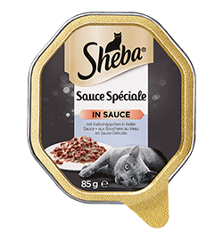 Sheba Nassfutter für Katzen Schale Sauce Spéciale - mit Kalbshäppchen in heller