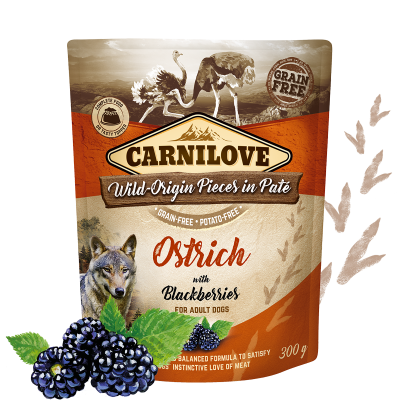Carnilove Nassfutter für Hunde Adult Beutel Strauß & Brombeeren