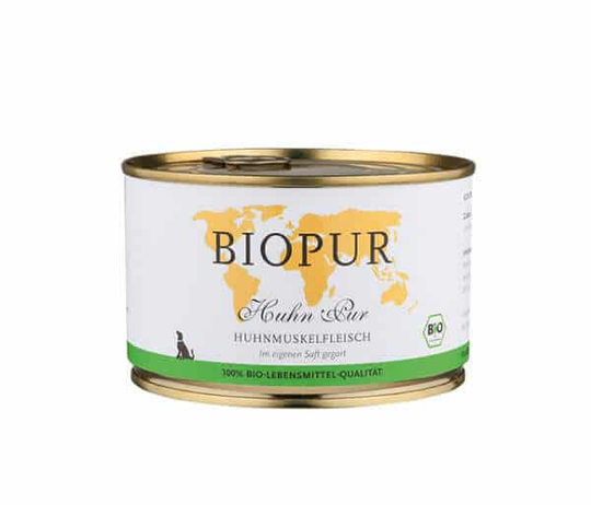 BIOPUR Bio Huhnmuskelfleisch Nassfutter für Hunde - 200g
