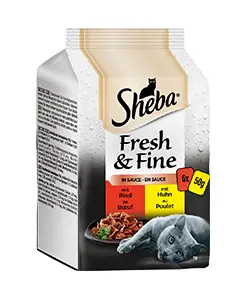 Sheba Katzen Nassfutter Fresh und Fine in Sauce Fisch Variation mit Rind und Huhn
