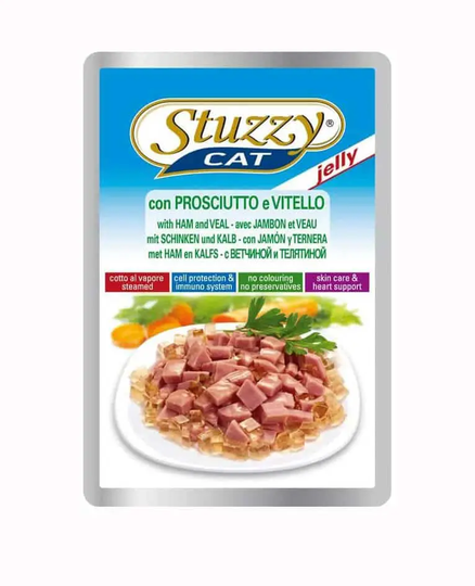 Stuzzy Nassfutter für Katzen Beutel Jelly Schinken und Kalb