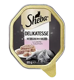 Sheba Nassfutter für Katzen Schale Delikatesse in Gelee - Geschnetzeltes mit Lachs (MSC)