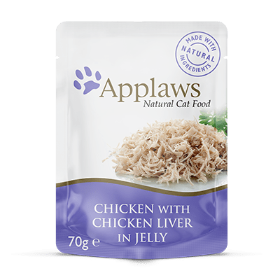 Applaws Nassfutter für Katzen Portionsbeutel Huhn+Hühnerleber in Gelee 16x 70 g