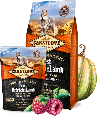 Carnilove Dog Trockenfutter für Hunde Adult Fresh Small Breeds - Ostrich & Lamm