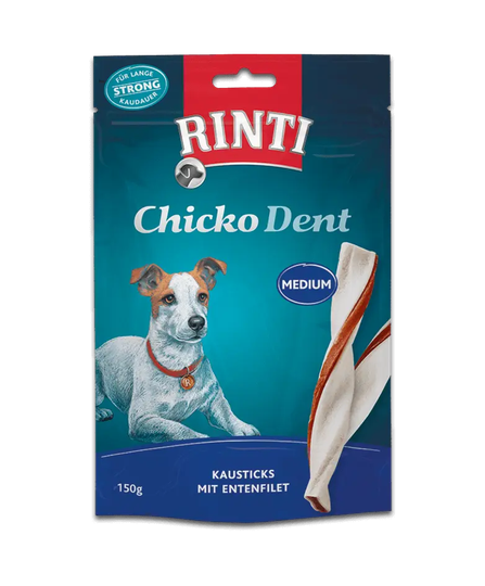 Rinti Chicko Dent Snacks für Hunde Ente - Gedrehte Kausticks Medium