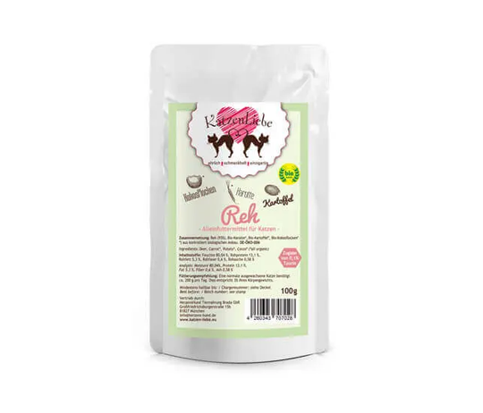 KatzenLiebe Reh mit Bio-Kartoffeln Nassfutter für Katzen - 100g