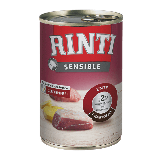 Rinti Sensible Nassfutter für Hunde -Ente, Hühnerleber + Kartoffel