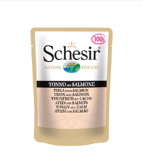 Schesir Nassfutter für Katzen Jelly In Beutel Thunfisch mit Lachs