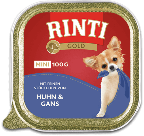 Rinti Gold MINI Schale Huhn & Gans Nassfutter für Hunde