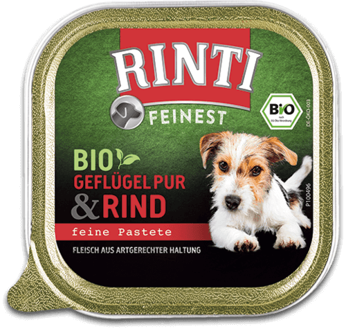 Rinti Feinest Nassfutter für Hunde Bio - Geflügel Pur + Rind