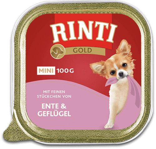 Rinti Gold MINI Schale Ente & Geflügel Nassfutter für Hunde
