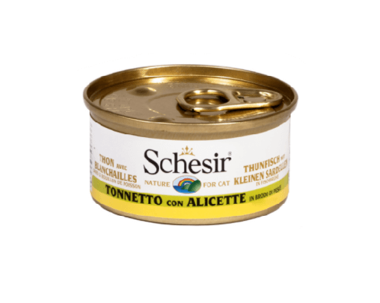Schesir Nassfutter für Katzen Thunfisch mit kleinen Sardellen