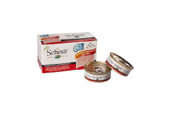 Schesir Nassfutter für Katzen Multipack Jelly Thunfisch mit Garnelen