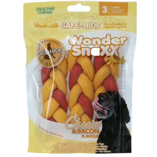 Healthy Chews Hund Snacks Wonder Snaxx Braid Käse und Speck