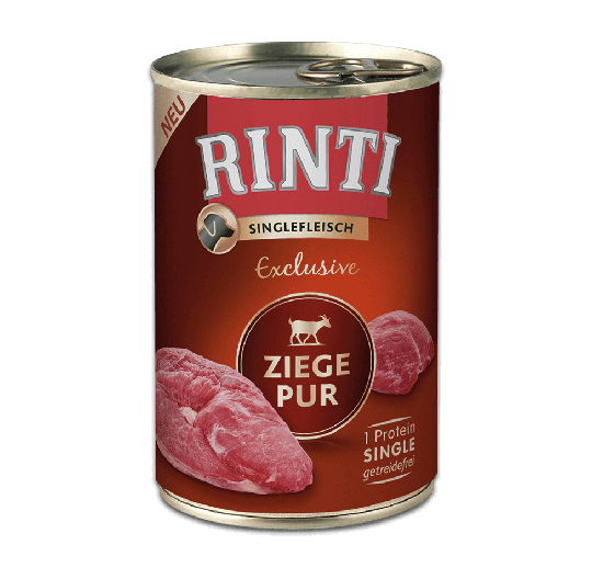 Rinti Singlefleisch Exclusive Nassfutter für Hunde Dose Ziege Pur
